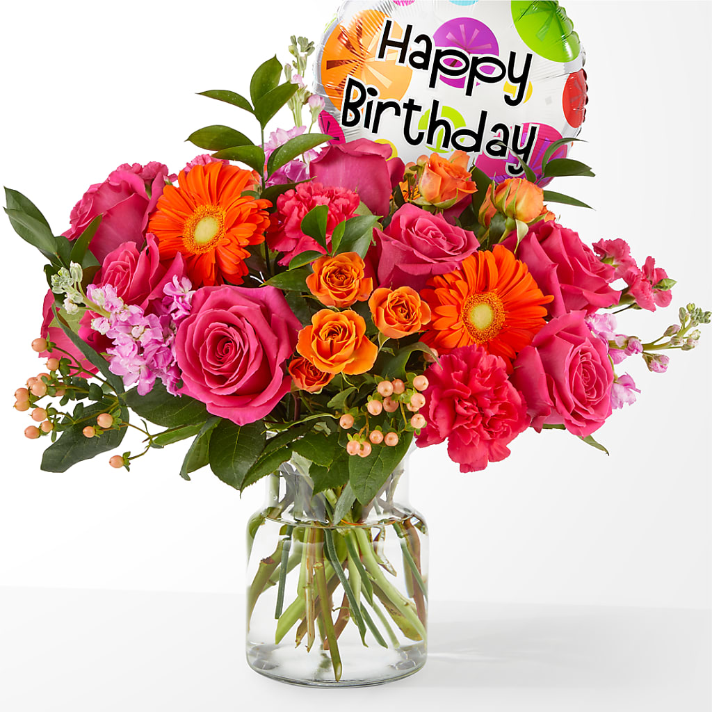 Fiesta Bouquet with Birthday Balloon – East End Flowers And Gifts Inc, Hensley AR