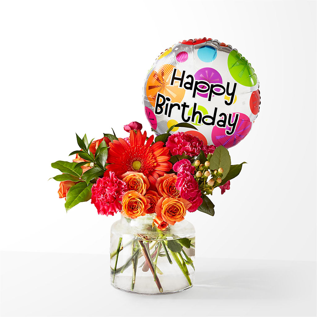 Fiesta Bouquet with Birthday Balloon – East End Flowers And Gifts Inc, Hensley AR