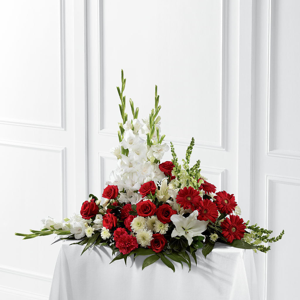 Crimson & White Arrangement – East End Flowers And Gifts Inc, Hensley AR