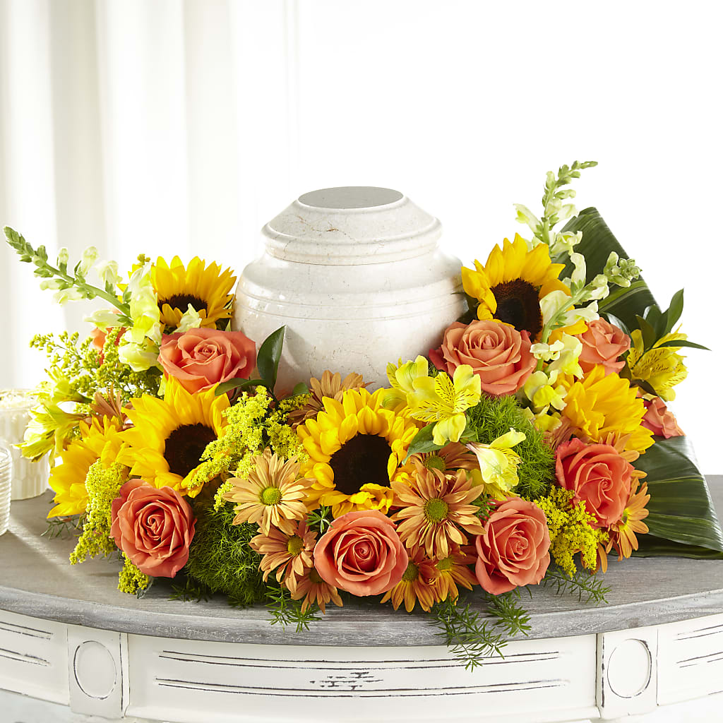 Faithful Sunflower Cremation Adornment – East End Flowers And Gifts Inc, Hensley AR