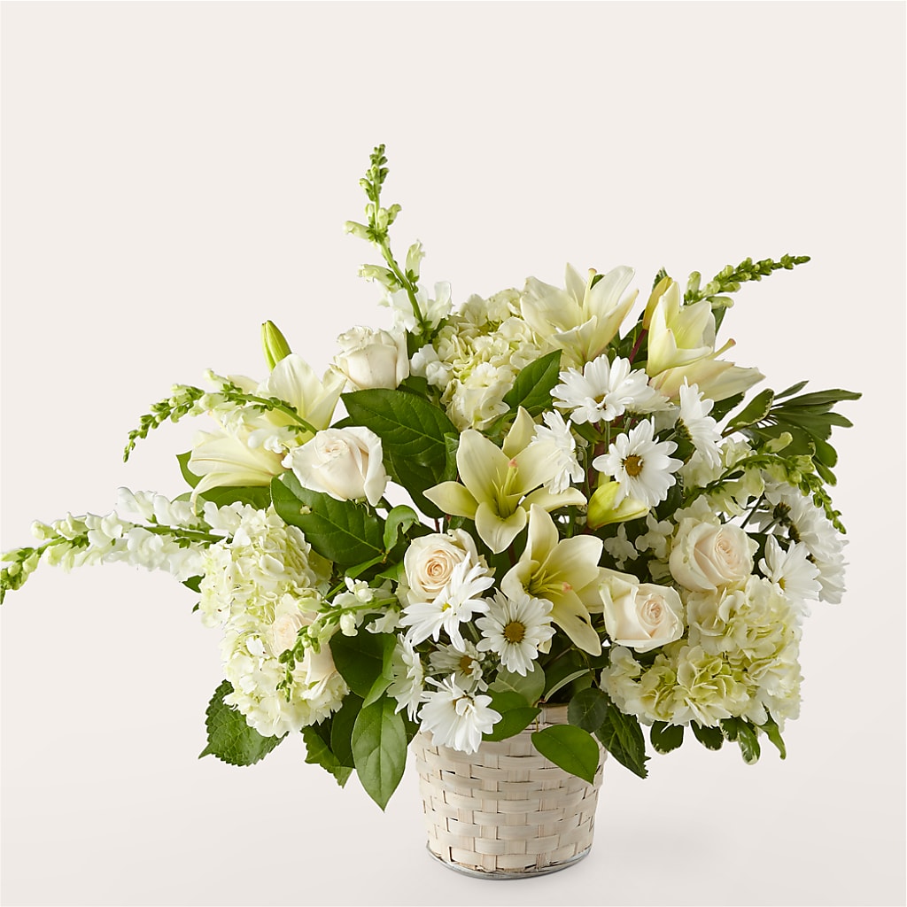 Ivory Elegance Floral Basket – East End Flowers And Gifts Inc, Hensley AR