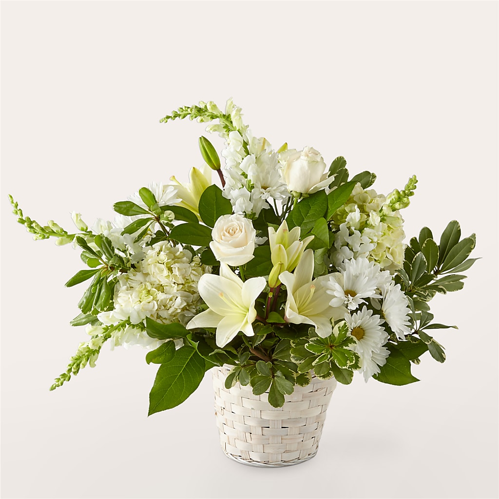 Ivory Elegance Floral Basket – East End Flowers And Gifts Inc, Hensley AR