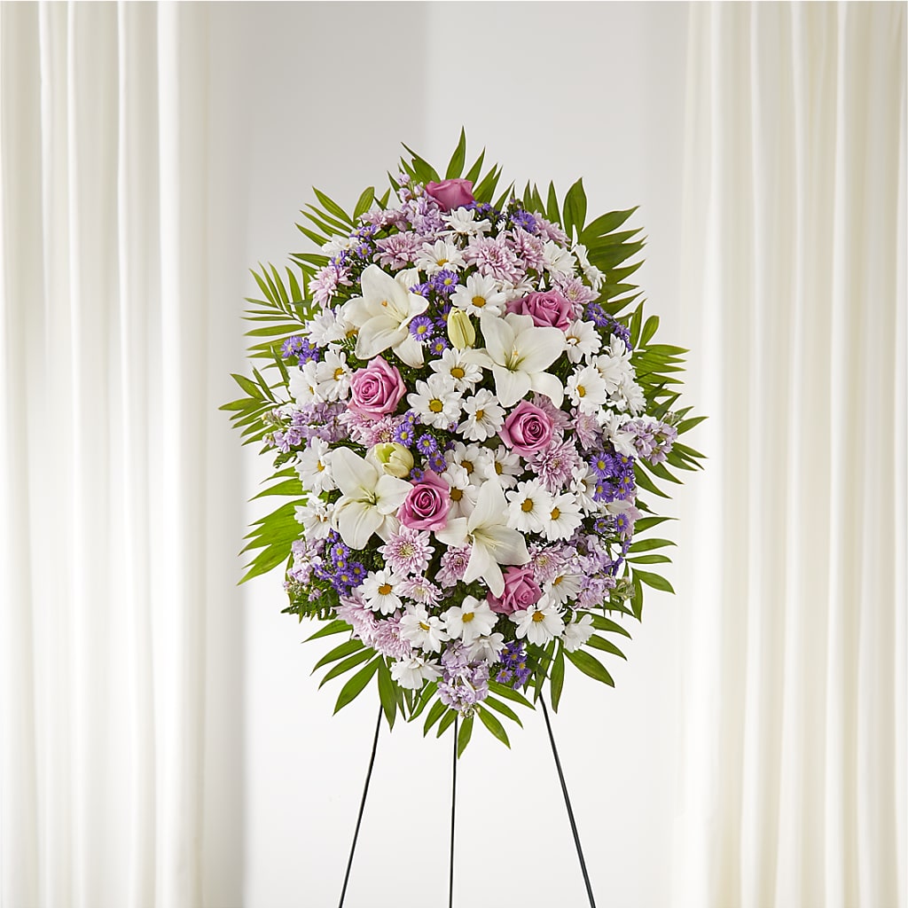 Surrounded by Love Standing Spray – East End Flowers And Gifts Inc, Hensley AR