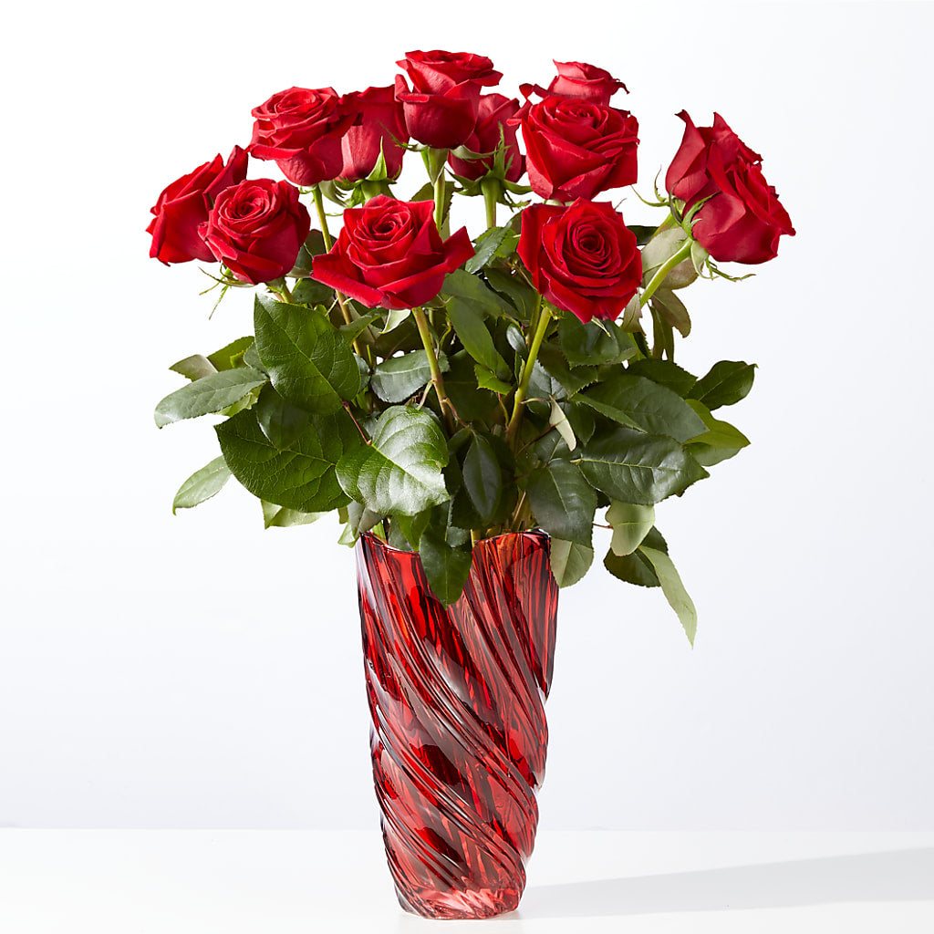 Classic Love Red Rose Bouquet with Luxe Swirl Vase – East End Flowers And Gifts Inc, Hensley AR