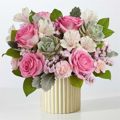 Dusty Rose Bouquet with Ivory Vase –  East End Flowers And Gifts Inc, Hensley AR