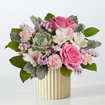Dusty Rose Bouquet with Ivory Vase –  East End Flowers And Gifts Inc, Hensley AR