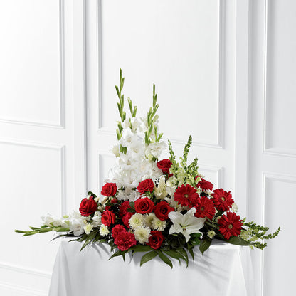 Crimson & White Arrangement –  East End Flowers And Gifts Inc, Hensley AR