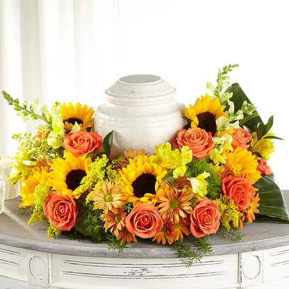 Faithful Sunflower Cremation Adornment –  East End Flowers And Gifts Inc, Hensley AR