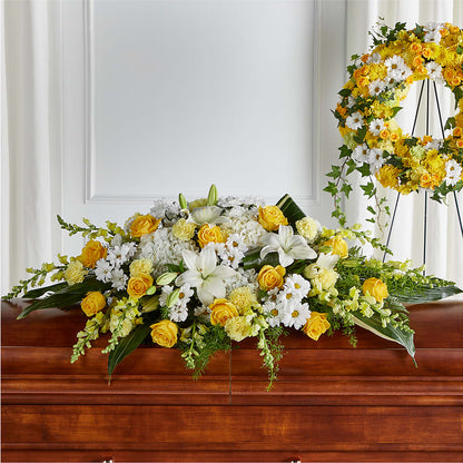 Golden Harmony Casket Spray –  East End Flowers And Gifts Inc, Hensley AR