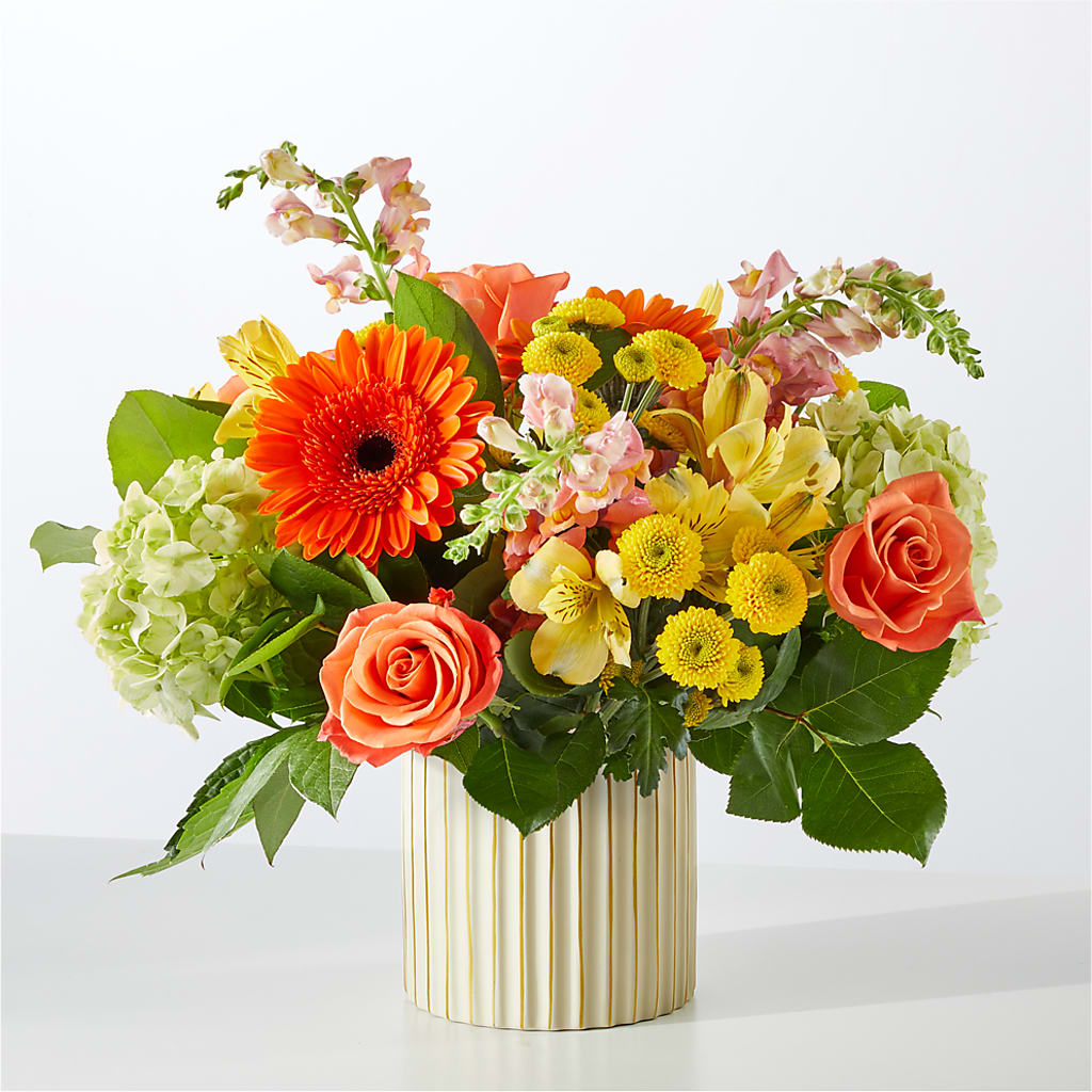 Autumn Sunshine Bouquet with Ivory Vase –  East End Flowers And Gifts Inc, Hensley AR